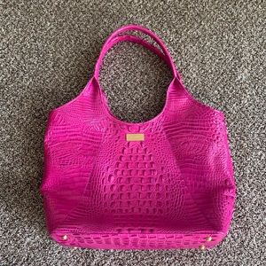 Hot Pink Snakeskin Leather Brahmin Tote